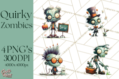 Cute Halloween Zombie Clipart PNG Product Image 1