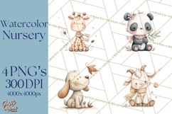 Whimsical Watercolor Woodland Animal Clipart PNG Product Image 1