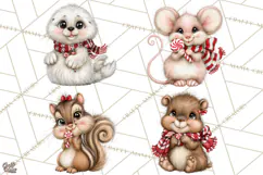 Peppermint Pals Christmas Animal Clipart PNG, Cute Candy Product Image 1