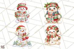 Patterned Snowman Christmas Clipart PNG Product Image 1