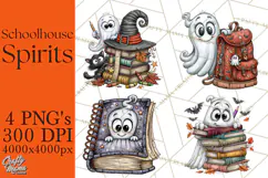 Schoolhouse Spirits, Halloween School Clipart PNG Product Image 1