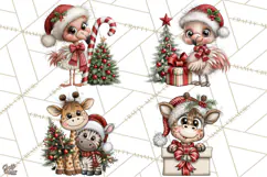 Jungle Christmas Clipart, Christmas Jungle Animals PNG Product Image 1