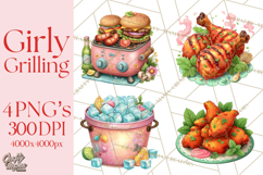 Girls Baryard Barbecue Girly Grilling BBQ Clipart Product Image 1