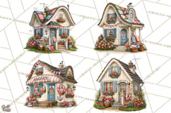 Patchwork Village Clipart PNG, Quilting Seamstress Quilt Product Image 1
