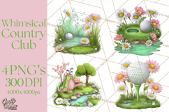 Whimsical Country Club Golf Clipart Argyle PNG Product Image 1