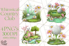 Whimsical Country Club Golf Clipart Argyle PNG Product Image 1
