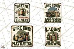 Vintage Man Cave Funny Clipart, Beer Png, Hunting, Bar Sign Product Image 1