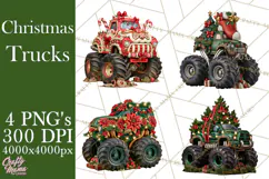 Christmas Monster Truck Clipart PNG Product Image 1