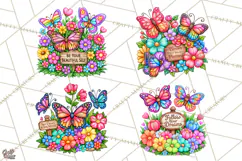 Colorful Butterfly Inspirational Clipart PNG, Floral Png Product Image 1
