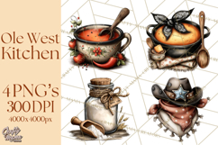 Western Cowboy Kitchen Decor Clipart, Rustic Ranch Png Product Image 1