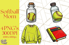 Softball Mom PNG, Softball Clipart, Softball Mama Designs Product Image 1