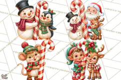 Candy Cane Lane Vintage Christmas Characters Clipart Product Image 1