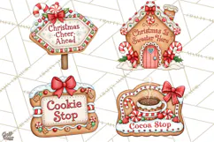 Gingerbread Christmas Signs PNG, Cute Christmas Sayings Product Image 1