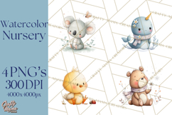 Whimsical Watercolor Woodland Animal Clipart PNG Product Image 1