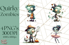 Cute Halloween Zombie Clipart PNG Product Image 1