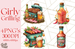 Girls Baryard Barbecue Girly Grilling BBQ Clipart Product Image 1