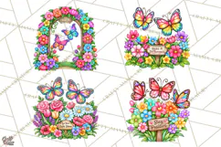 Colorful Butterfly Inspirational Clipart PNG, Floral Png Product Image 1