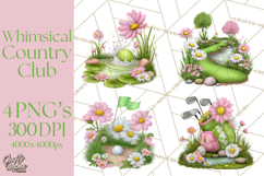 Whimsical Country Club Golf Clipart Argyle PNG Product Image 1