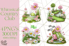 Whimsical Country Club Golf Clipart Argyle PNG Product Image 1