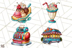 Retro Diner Clipart PNG 1950s Vintage Food Jukebox Product Image 1