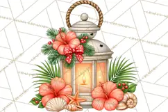 Tropical Christmas Beach Clipart PNG, Christmas Beach Decor Product Image 3