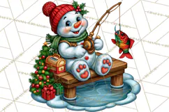 Christmas Fishing Clipart PNG Product Image 4