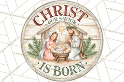 Religious Christmas Nativity Round Sign Clipart PNG Product Image 3