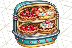 Retro Diner Clipart PNG 1950s Vintage Food Jukebox Product Image 4