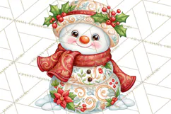 Patterned Snowman Christmas Clipart PNG Product Image 3