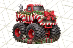 Christmas Monster Truck Clipart PNG Product Image 3