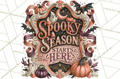 Retro Halloween Sign Clipart PNG Product Image 3