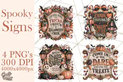 Retro Halloween Sign Clipart PNG Product Image 1