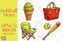 Softball Mom PNG, Softball Clipart, Softball Mama Designs Product Image 1