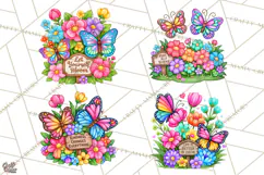 Colorful Butterfly Inspirational Clipart PNG, Floral Png Product Image 1