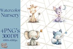 Whimsical Watercolor Woodland Animal Clipart PNG Product Image 1