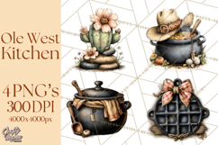 Western Cowboy Kitchen Decor Clipart, Rustic Ranch Png Product Image 1