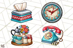 Retro Diner Clipart PNG 1950s Vintage Food Jukebox Product Image 1