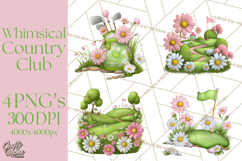 Whimsical Country Club Golf Clipart Argyle PNG Product Image 1