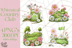 Whimsical Country Club Golf Clipart Argyle PNG Product Image 1