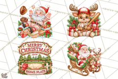 Christmas Baseball Clipart PNG Product Image 1