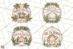 Religious Christmas Nativity Round Sign Clipart PNG Product Image 1