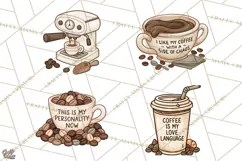 Sarcastic Coffee Clipart, Funny Coffee PNG Product Image 1