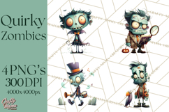 Cute Halloween Zombie Clipart PNG Product Image 1