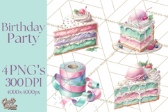 Cute Birthday Party Clipart PNG | Birthday Cake Graphics Product Image 1
