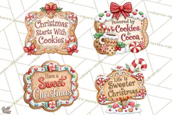 Gingerbread Christmas Signs PNG, Cute Christmas Sayings Product Image 1