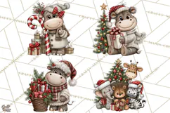 Jungle Christmas Clipart, Christmas Jungle Animals PNG Product Image 1