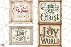 Christian Farmhouse Christmas Signs PNG Product Image 1