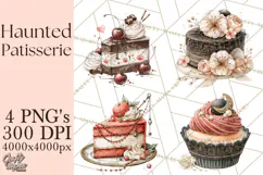 Haunted Patisserie PNG Clipart, Elegant Halloween Desserts Product Image 1