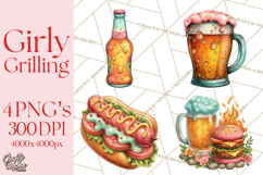 Girls Back Yard Barbecue Girly Grilling BBQ Clipart Product Image 1