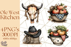Western Cowboy Kitchen Decor Clipart, Rustic Ranch Png Product Image 1